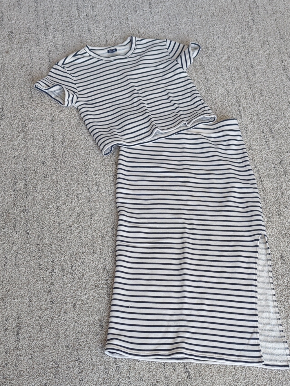 Splendid White & Navy Striped Two-Piece Midi Set